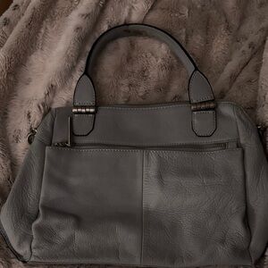 Chic Light Blue Leather Satchel